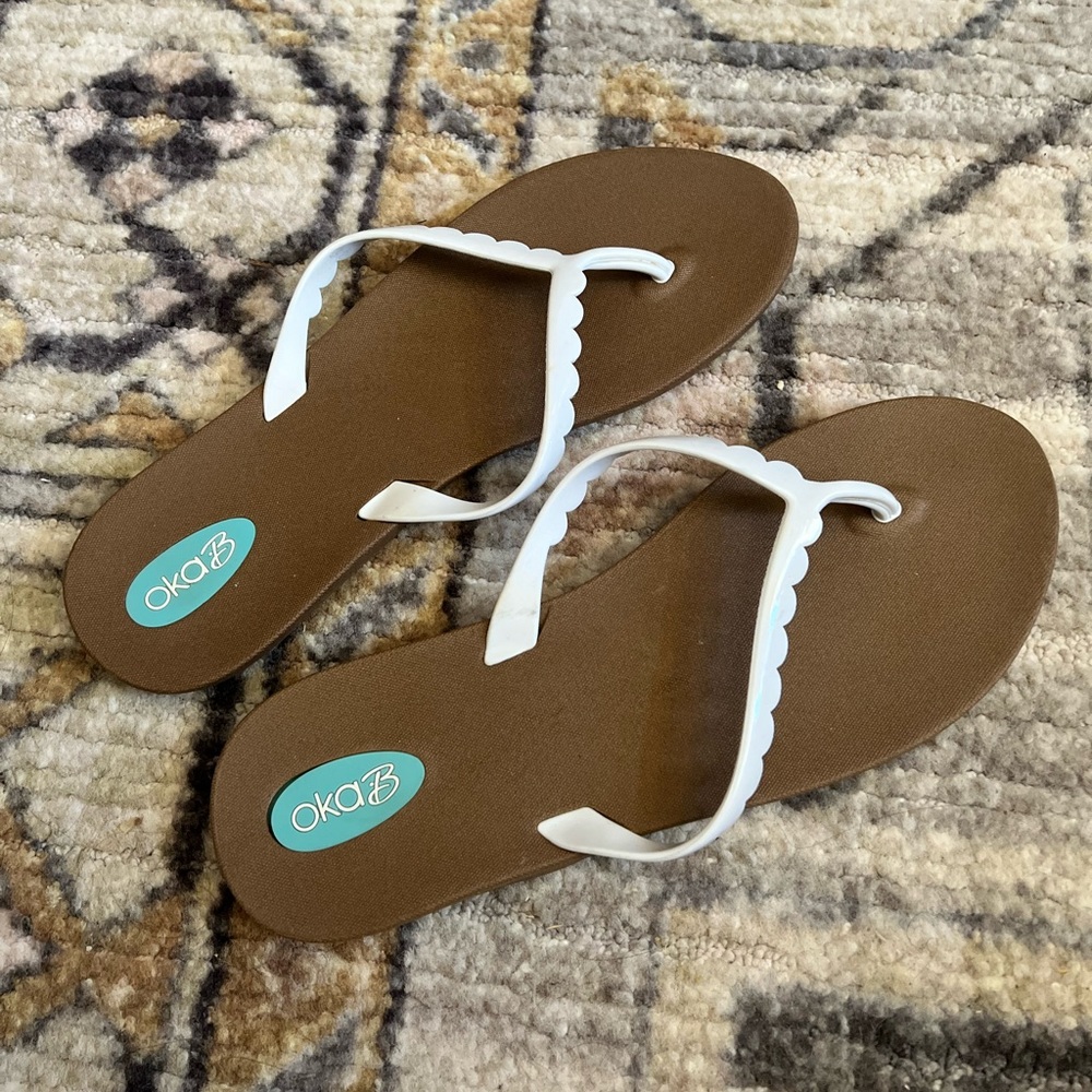 Oka B White Flip Flops